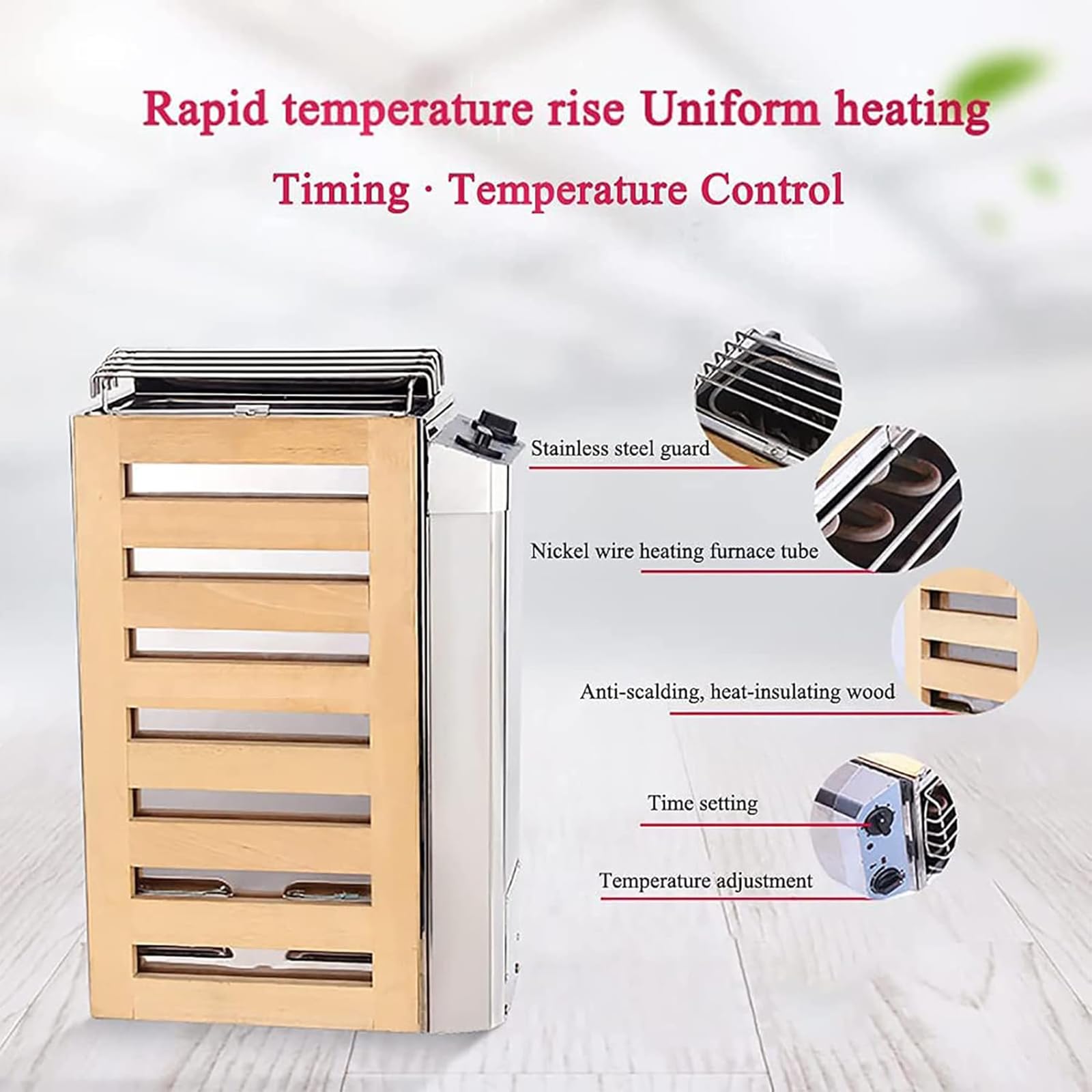 Riscaldatore Elettrico per Sauna da 3/3,6 kW - Riscaldatore Portatile in Acciaio Inossidabile per Sauna da Interni/Esterni, Ideale per casa, Hotel, Piscine e Uso Commerciale. (3.6kw)