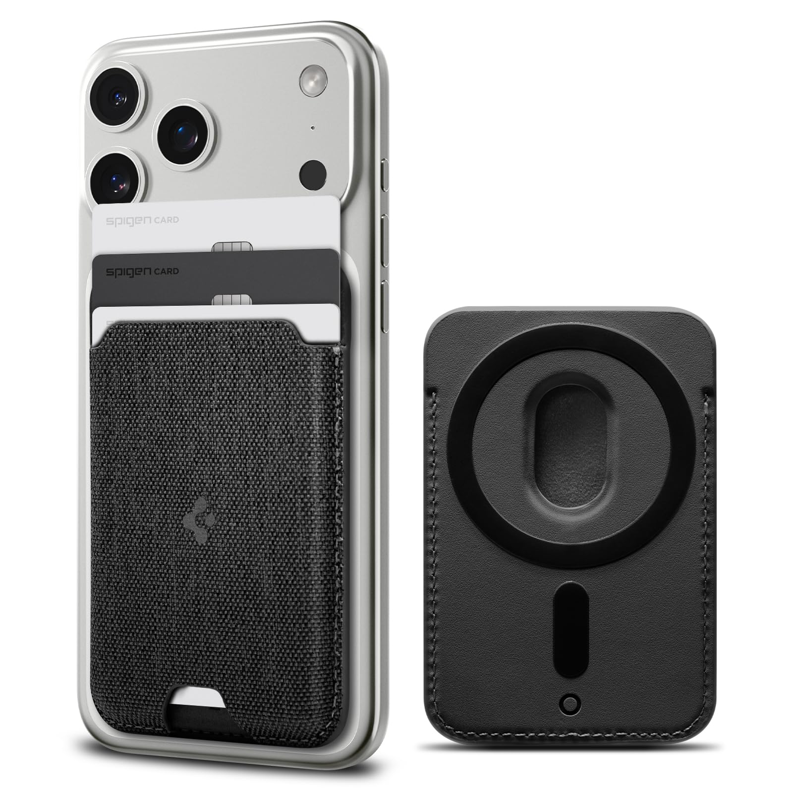 Spigen Cartera Magsafe Urban Fit MagFit Tarjetero Magnético 3 Tarjetas Compatible con los Modelos iPhone 17/16/15/14/13/12 Series MagSafe Wallet - Negro