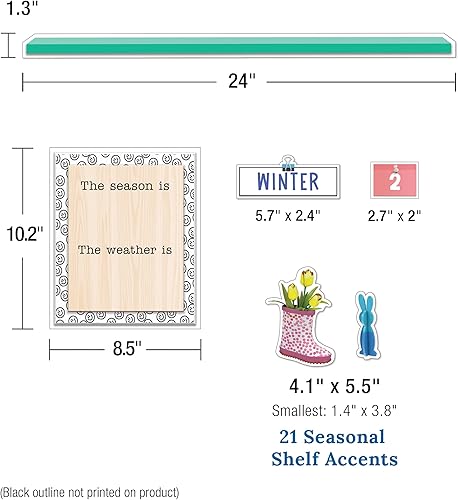 Vista 45 de Carson Dellosa Happy Place - Juego de 139 piezas de calendario español, encabezados mensuales, vacaciones, cubiertas de números, estaciones, clima