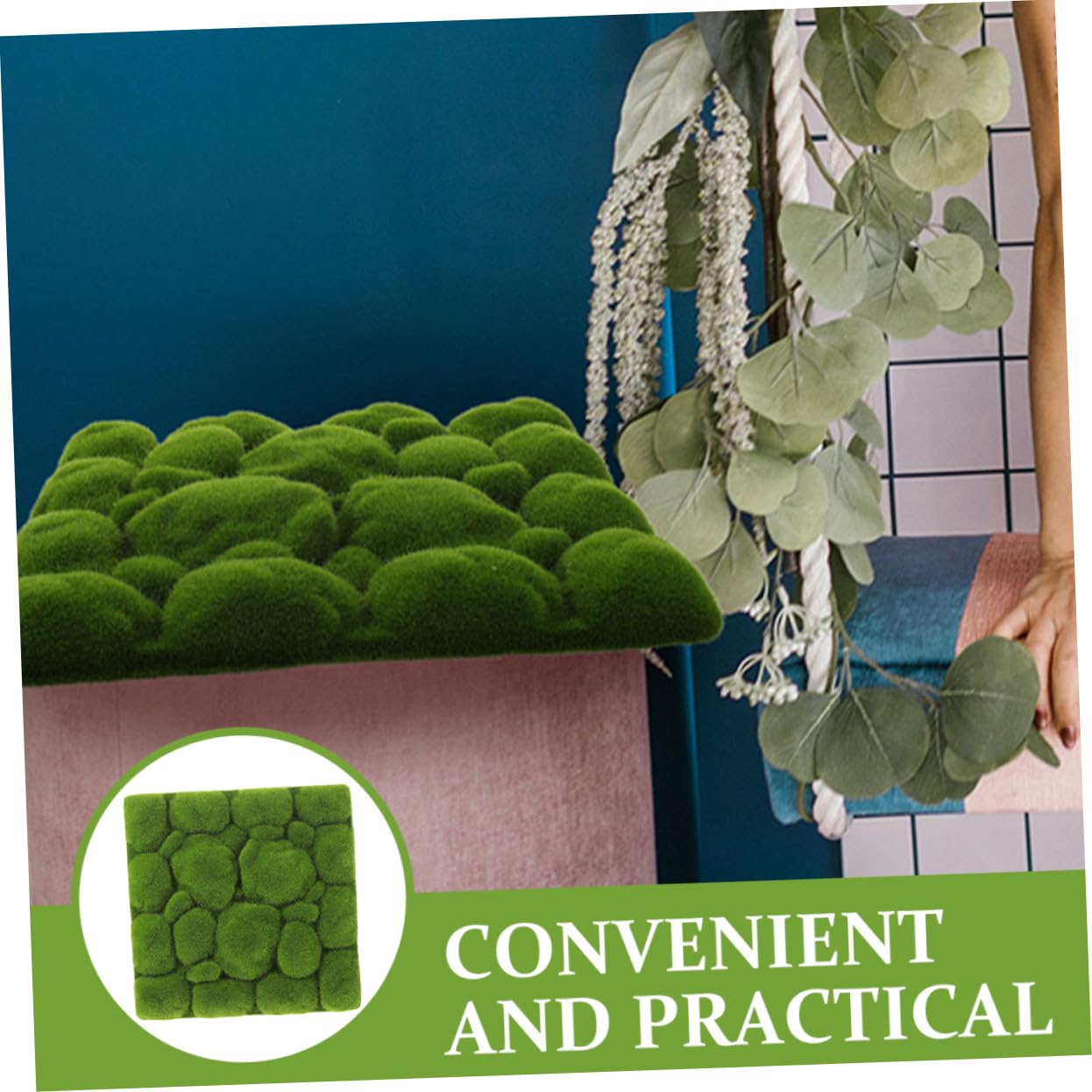Ipetboom Pannello di Muschio Finto 30x30 Cm in Schiuma Espansa Resistente, Decorazione di Muschio Simulato per Pareti, Giardino e Micro Paesaggi, Set da 3 Pezzi
