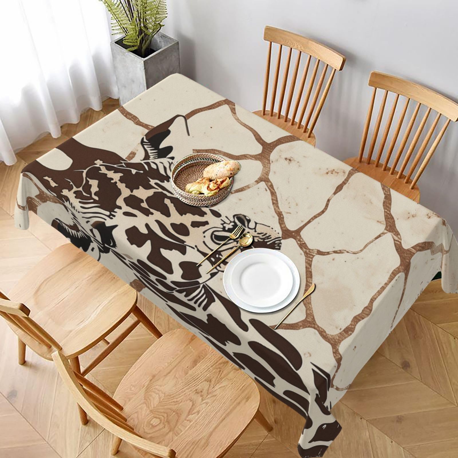 WPKJU Giraffe Print Printed Tablecloth 60x90 in Water Resistant Table Cover Washable Rectangle Table Cloth for Dining Tables