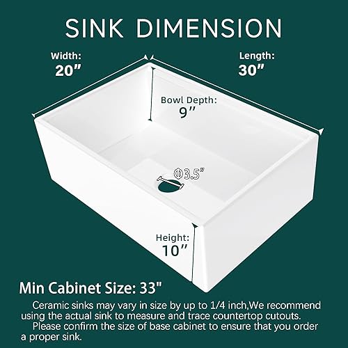Miniatura 4 de Miuara Fregadero con estación de trabajo de 30 x 20 pulgadas, fregadero de granja, fregadero de cocina de granja, fregadero de cocina empotrado,
