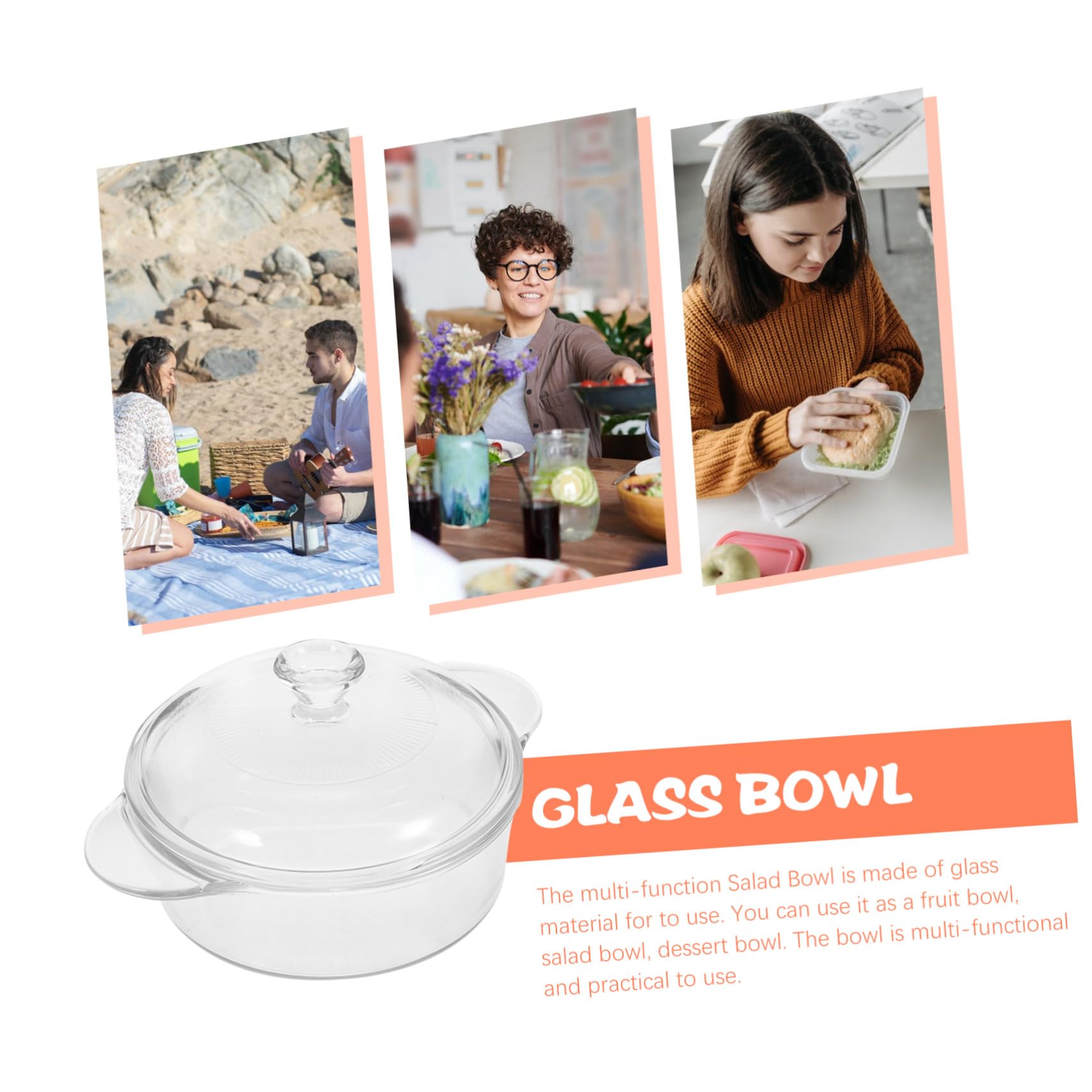 BESTYASH Glas-schüssel mit Deckel Runde Salatschüssel aus Glas Große Schüssel für Servieren und Aufbewahrung von Speisen und Snacks
