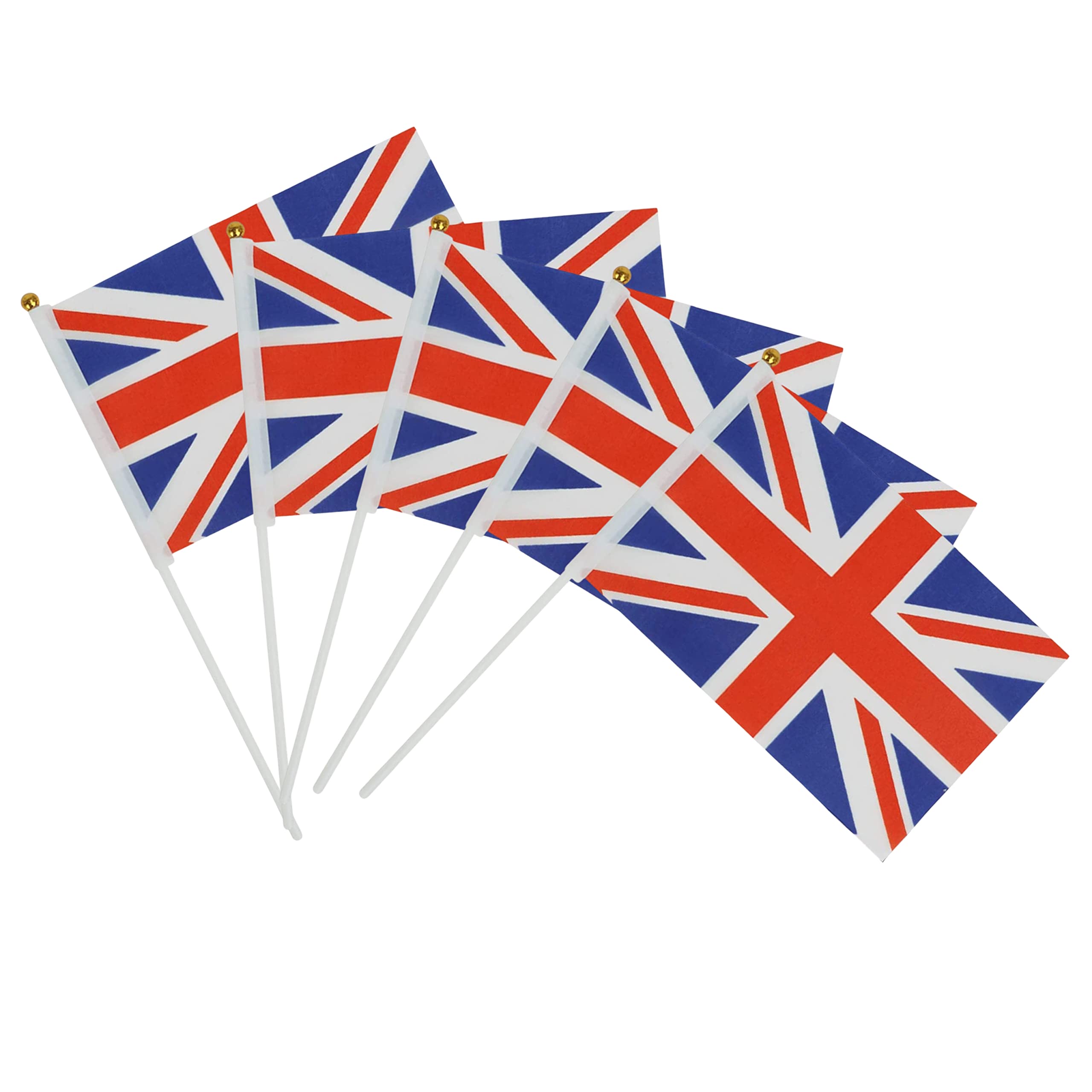 Party With Emma 25 Pieces Hand Waving Desk Flags Double Sided Cake Topper Countries National Day Supplies Flag Decoration for Baby Birthday (UK)