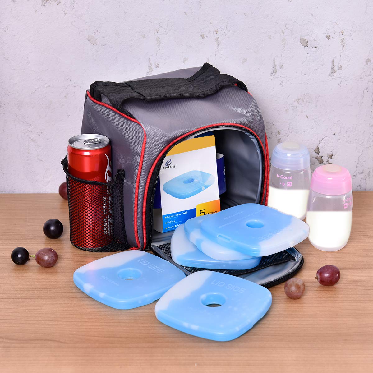 Paquete de congelador de hielo frío para lonchera, bolsa original, fresca, saludable, reutilizable, dura, delgada, ligera, de larga duración, para enfriadores, mochilas, camping al aire libre (130 g,