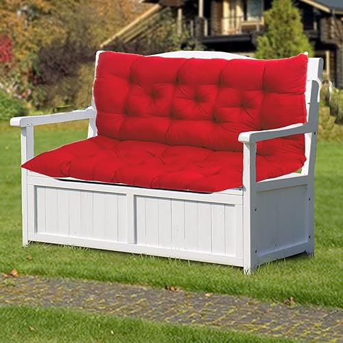 Cojines de columpio de patio con respaldo, cojín de banco de 3 pulgadas de grosor con lazos, almohadilla de columpio de porche para muebles de