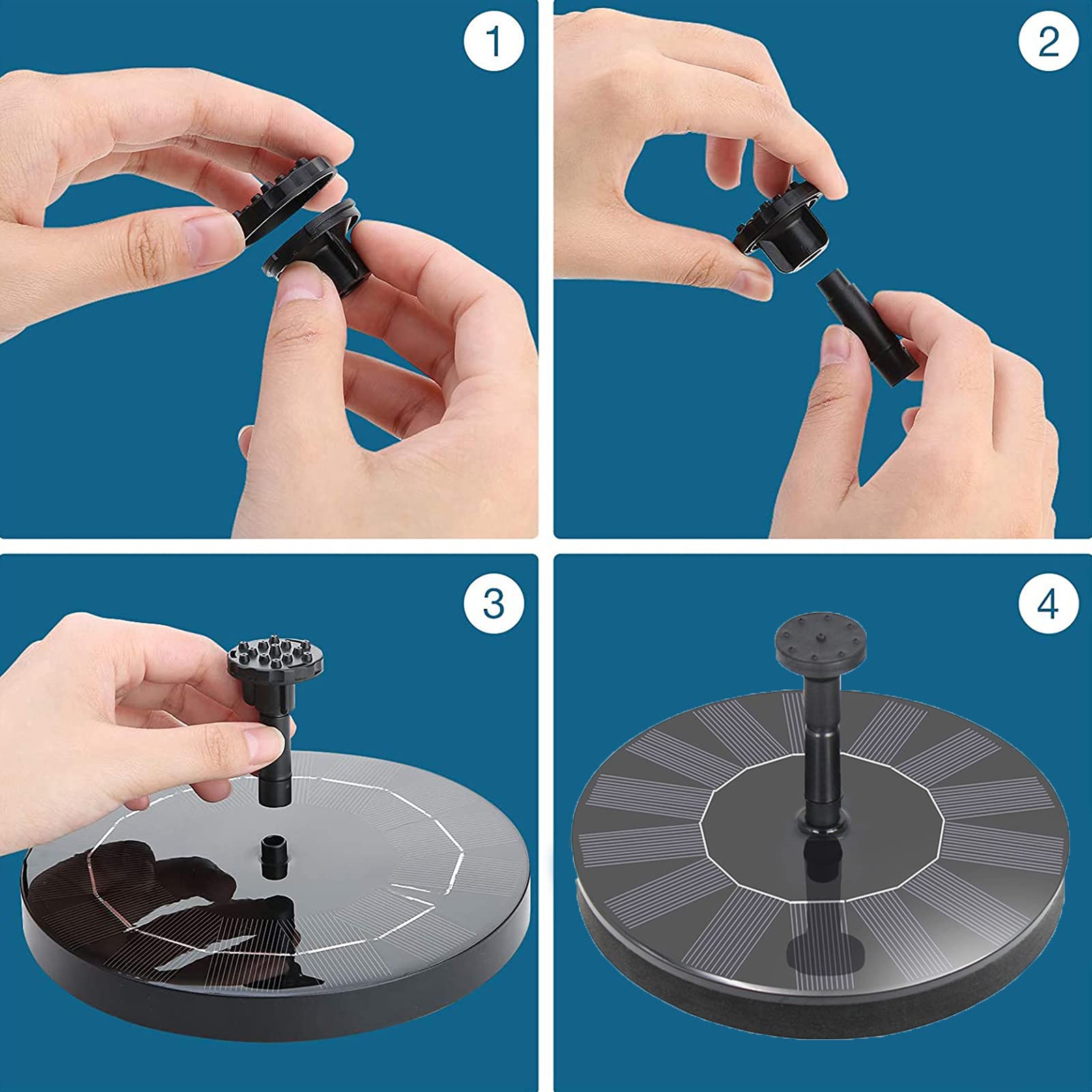 Fontana Solare Da Giardino 1,5W Con 6 Ugelli - Pompa Ad Energia Solare Per Laghetto, Vasca Uccelli