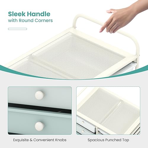 Miniatura 4 de LDAILY Carrito de almacenamiento con ruedas de 15 cajones, carrito rodante con cajones para aula, organizador de manualidades con ruedas con marco