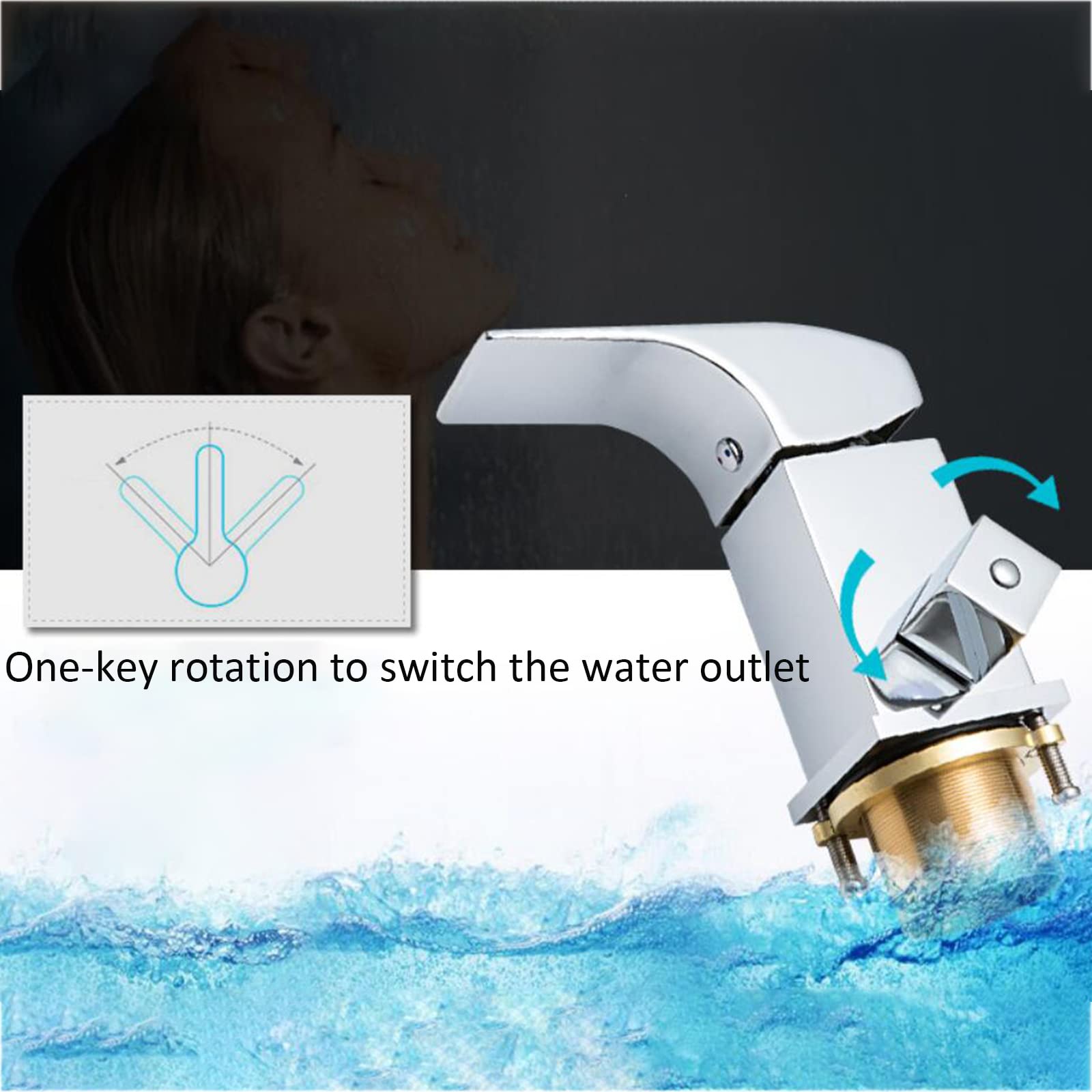Grifo para bañera Grifo para bañera en Cascada Grifo Monomando para bañera Montaje en Cubierta Llenador de bañera de latón con Ducha de Mano ABS Grifo para bañera Agua fría y Caliente Ajustable,