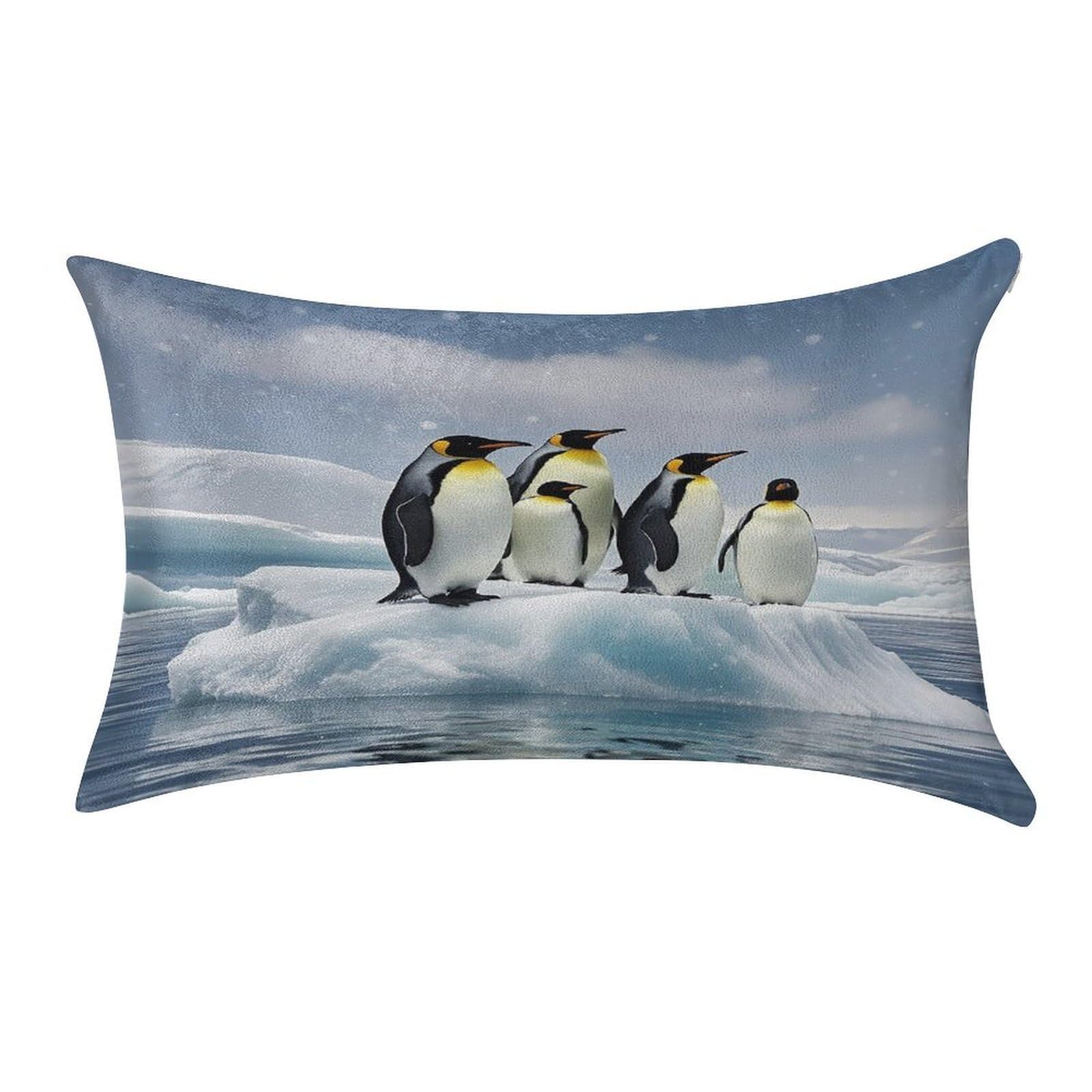 FekiLoot Penguins On The Iceberg Pillow Covers Luxury Velvet Oblong Pillowcases Rectangular Throw Pillows Case Decorative Velvet Cushion Covers Ultra Soft Lumbar Pillow Shells 12 X 20 in