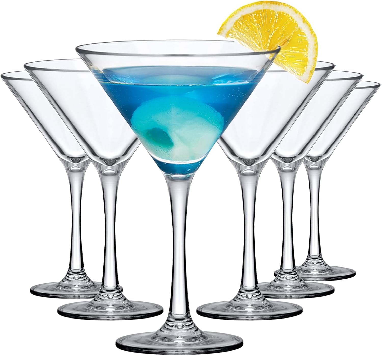 ZhouZGlass Martini Glasses Set of 6, 7 oz Martini Cocktail Glasses, Premium Crystal Cocktail Glasses for Bar, Margarita, Whiskey, Gin, Tequila, BPA-Free, Top Rack Dishwasher-Safe, Clear