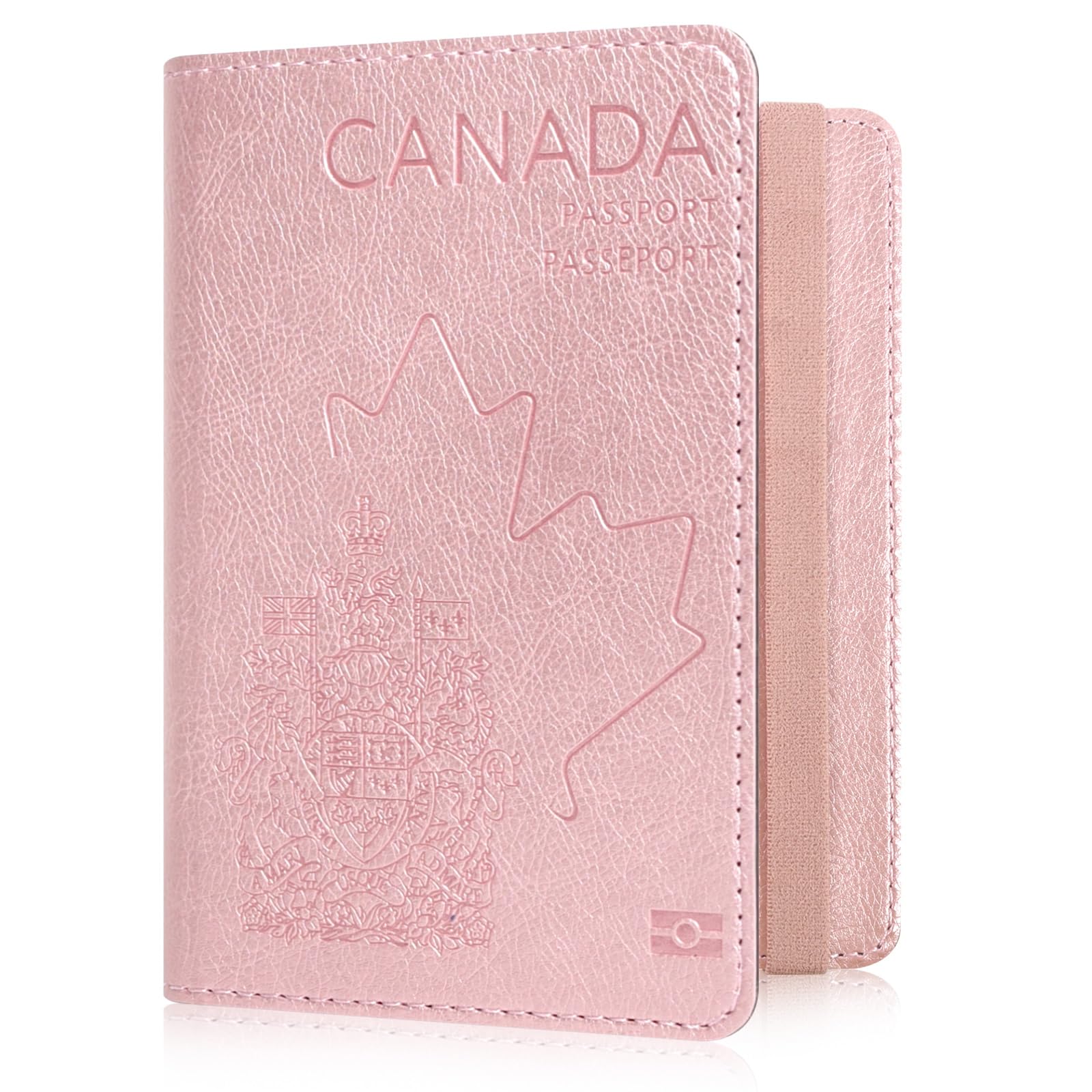 RSAquar Passport Holder for Women and Men, Premium Leather Travel Passport Wallet Passport Cover, Rose Gold