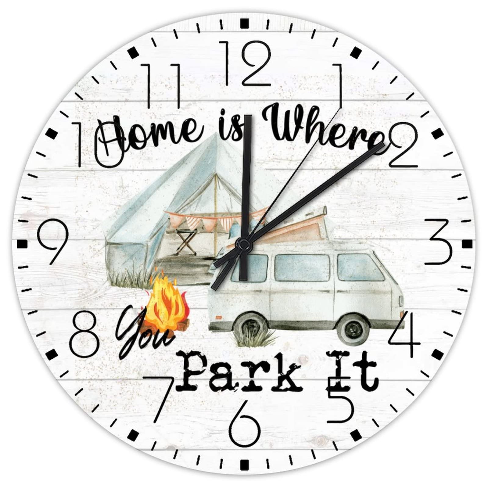 Horloge murale en bois de 38 cm decoration haut de gamme motif montagnes et foret