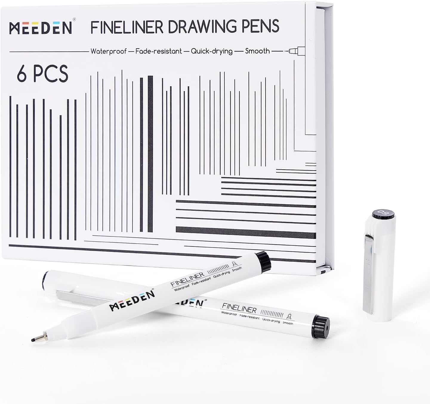 MEEDEN Micro Fineliner Drawing Pens: 0.9mm Needle Nib, 6 Pack, Black Ink