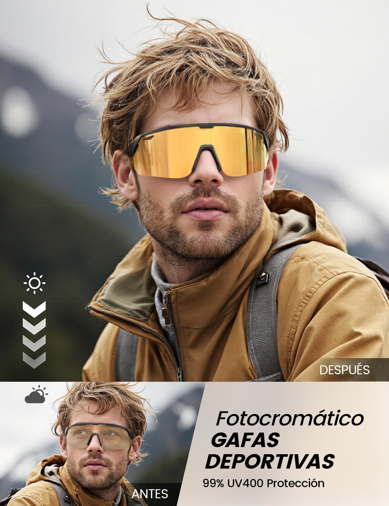 Lamicall Gafas de Sol Deportivas Fotocromáticas UV400 TR90 Ultraligero 28g Ciclismo Hombre