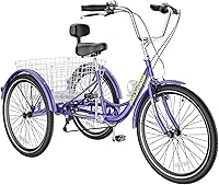 Vista 153 de H&ZT Triciclo para adultos, bicicleta de 3 ruedas, triciclo crucero, con engranaje de 7 velocidades, mango de freno de estacionamiento, escalón
