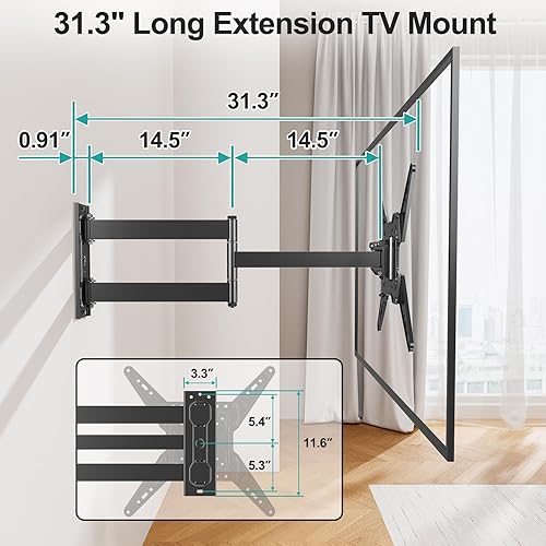 Miniatura 7 de MOUNT PRO Soporte de TV de esquina de brazo largo para la mayoría de televisores de 32 a 65 pulgadas, soporte de pared de movimiento completo de