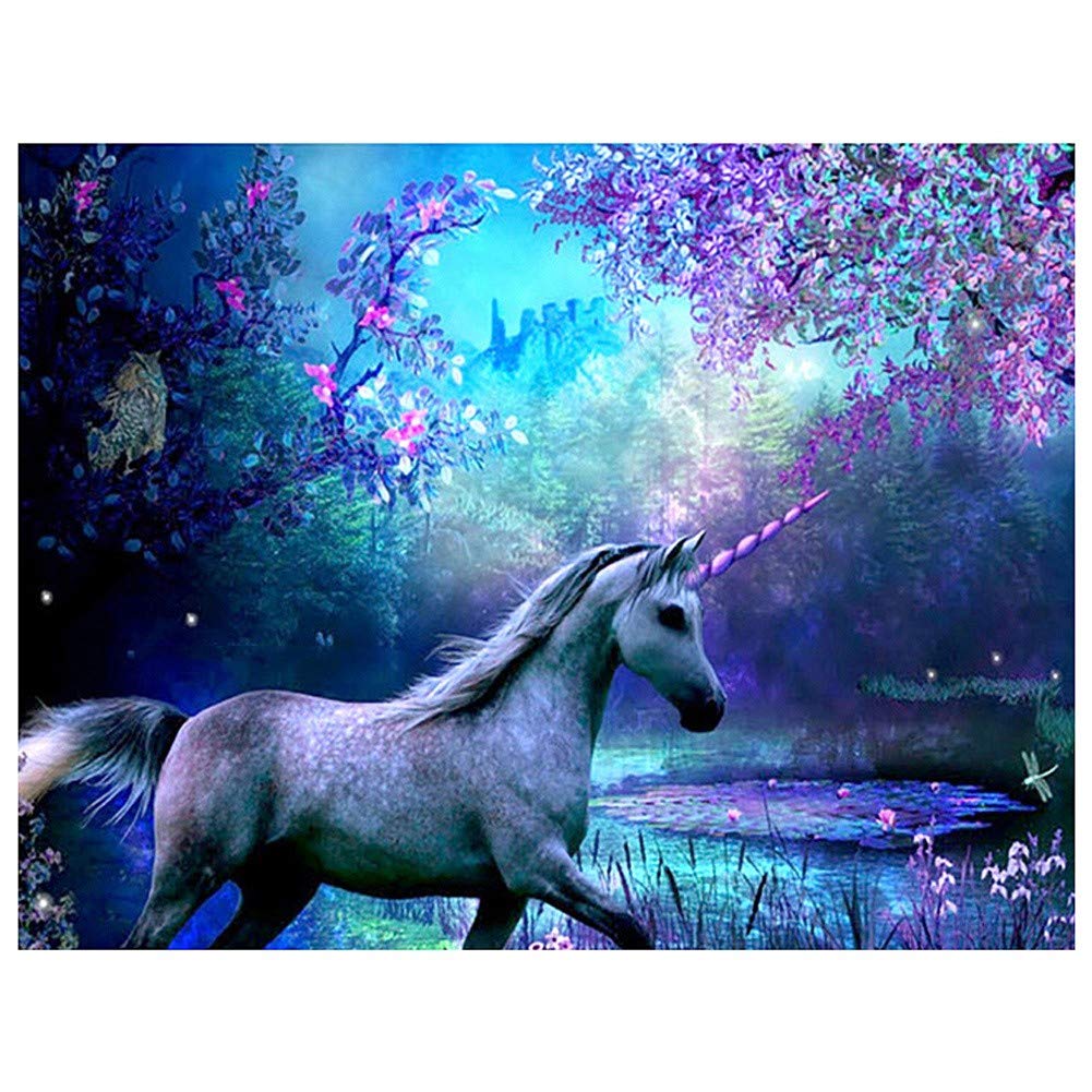 Kit Pittura A Diamante Wizardi - Ciondolo Unicorno WWp345 - Mosaico Con Strass Acrilici E Magnete