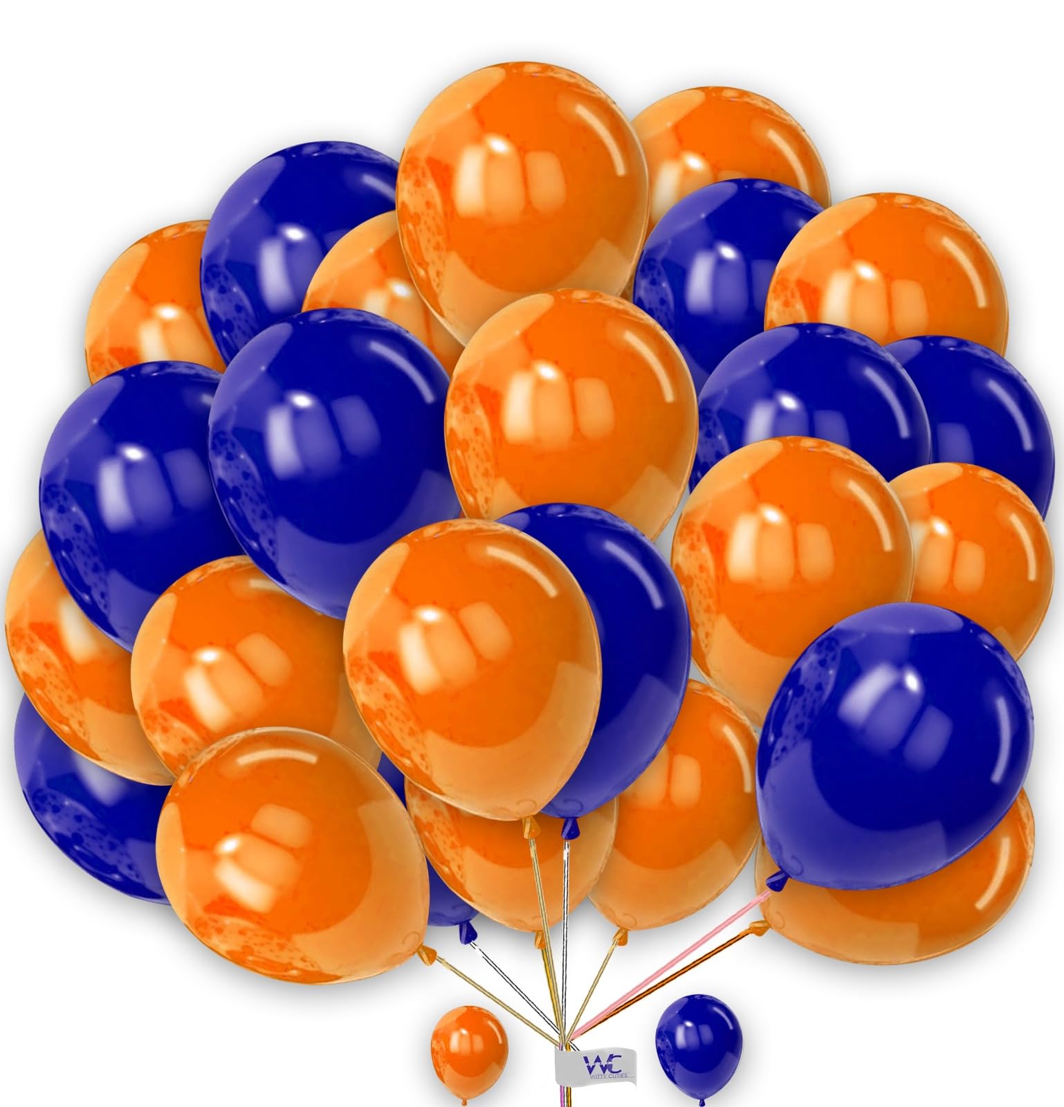 Round Balloons 100 Pack 5 Inch Plain Navy-Blue and Orange Balloons Birthday Party Decorations Balloons for Kids Party Baby Shower Engagement Wedding Party.