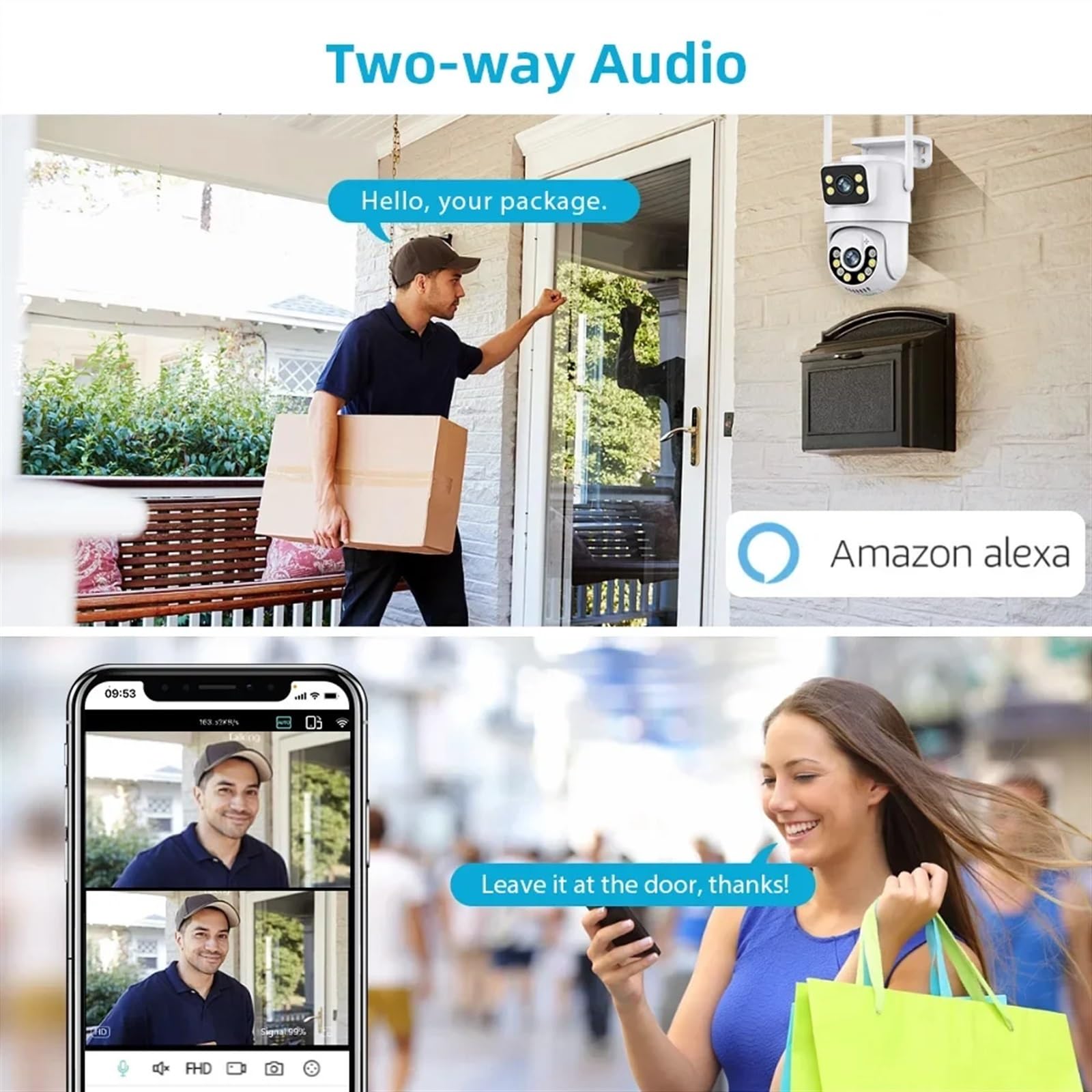 Zewnętrzna bezprzewodowa kamera IP do monitoringu 4K 8MP HD podwójny obiektyw zewnętrzna kamera PTZ automatyczne śledzenie kamera monitorująca ulicę(8MP NO SD Card)