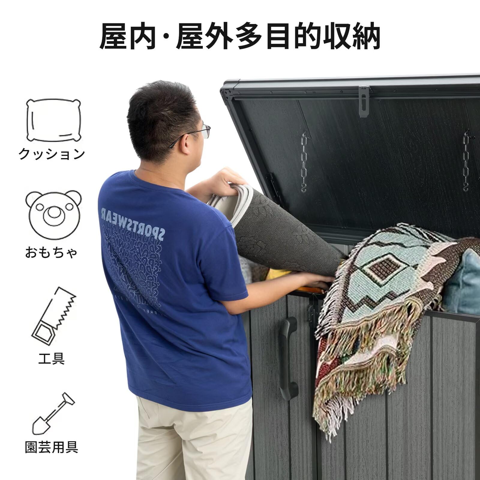 Amazon | AVERIL 物置 収納庫 屋外 900L大容量 幅130*奥行73*高さ 