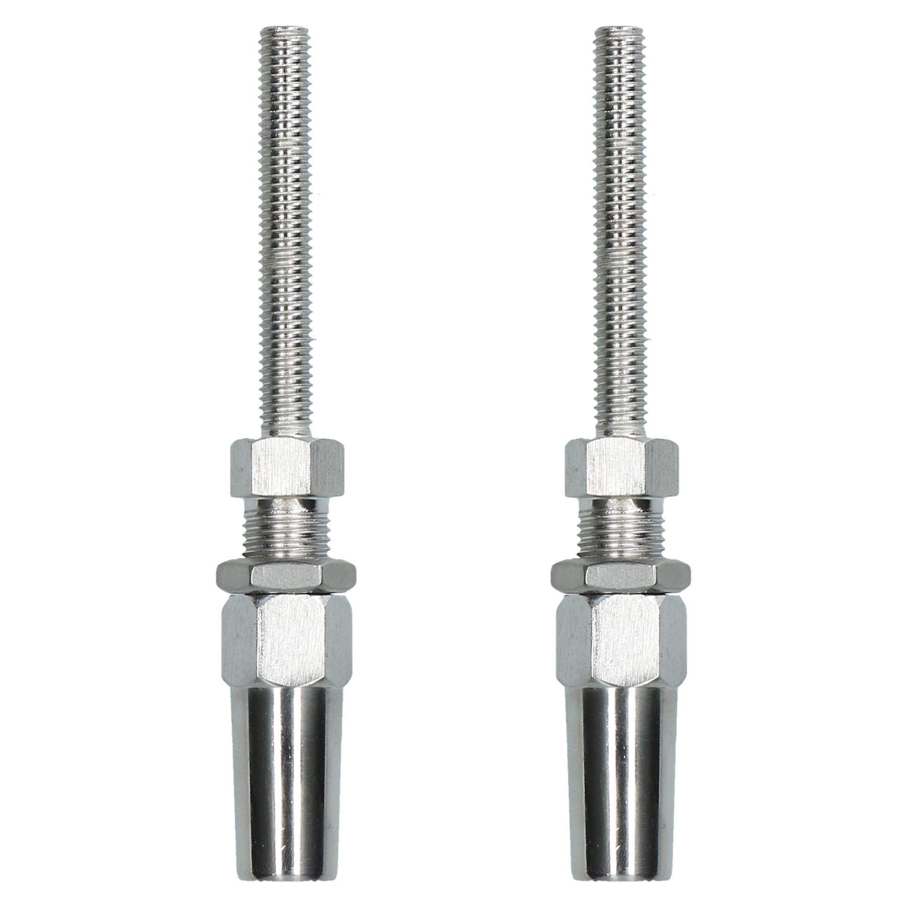 AB Tools 5mm Wire Cable Rope Rigging Stud Terminal Swageless DIY Fitting Stainless 2PK