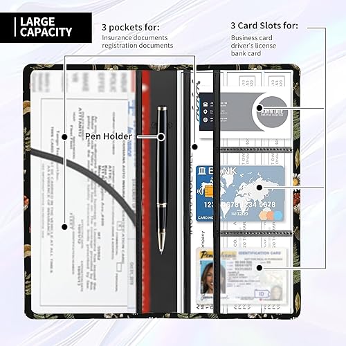 Miniatura 3 de Soporte de cuero para tarjetas de registro y seguro de automóvil, bonitos accesorios de automóvil, guantera de vehículo, organizador de automóvil