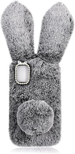 Funda de felpa de piel esponjosa para Moto G Stylus, lindo conejito peludo, funda protectora mullida de animales 3D, pelo de conejo sintético,