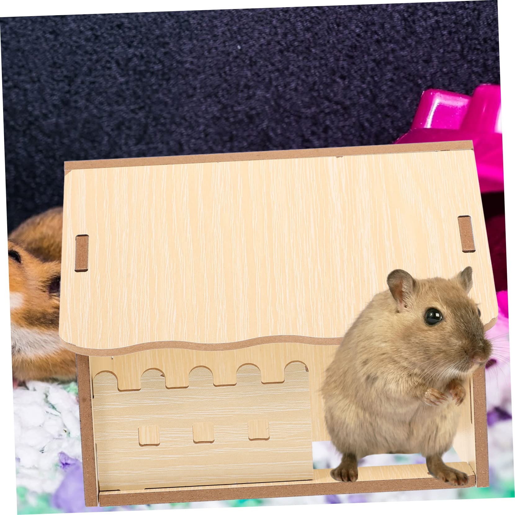 Casetta di Legno per Porcellino D'india, Rifugio Assemblato | Colore Khaki, per Gioco e Riposo, Uso Tutto L'anno, Rifugio Semplice per Piccoli Animali