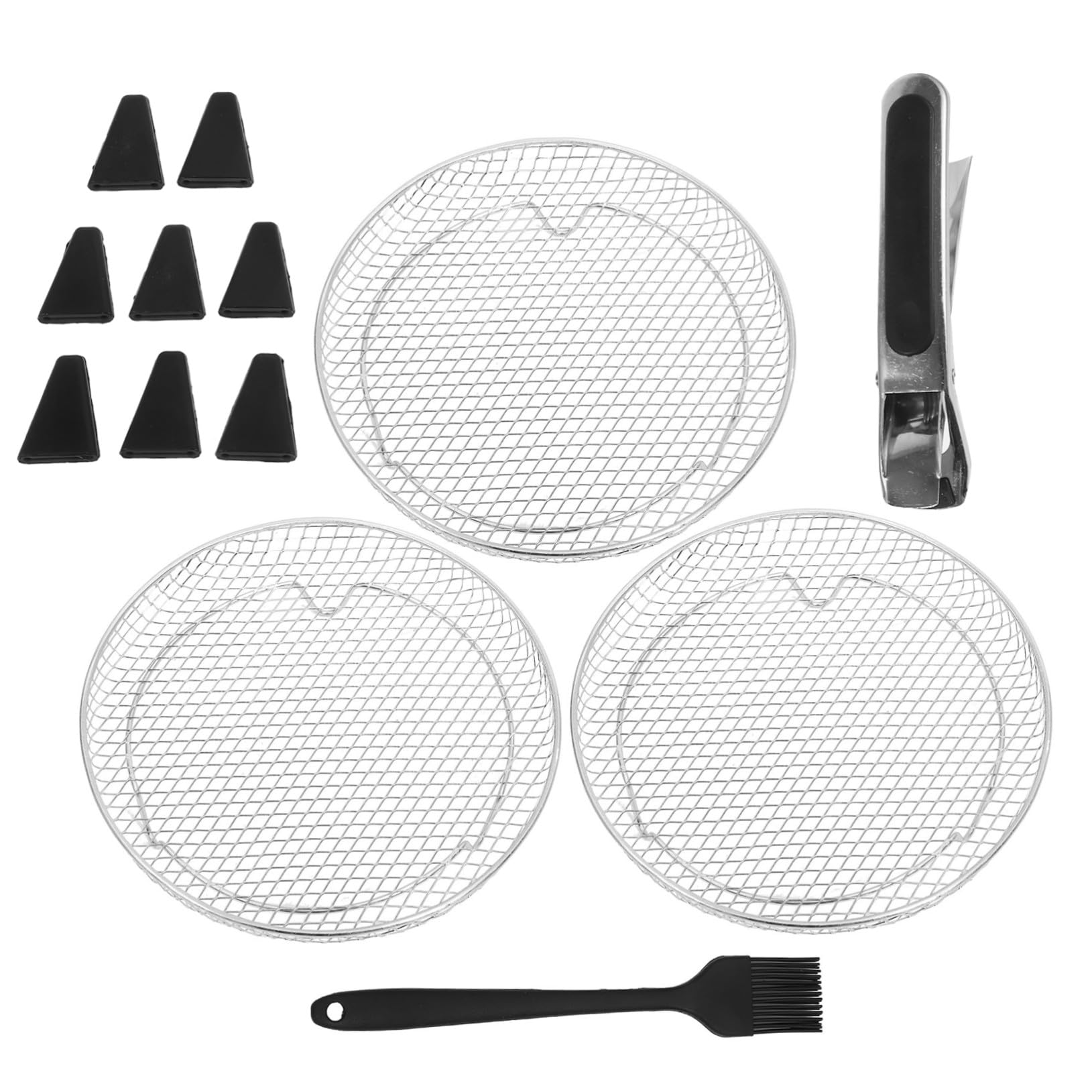 Hemobllo 13pièces Empilables Pour Friteuse à Air Chaud Panier Maille Rond De Support Alimentaire Métallique Pour Cuisson Et Déshydratation