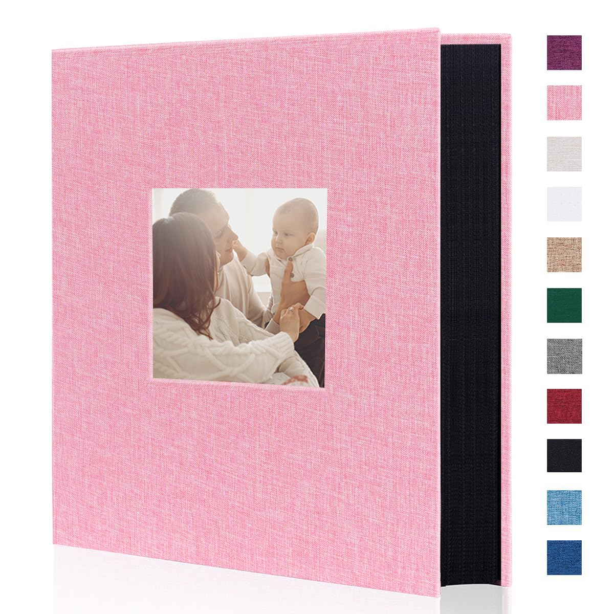 Artmag Fabric Photo Album 4x6 400 Large Capacity for Family Wedding Anniversary Linen Album Holds 400 Vertical Photos (400 Pockets, Pink)