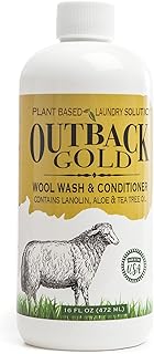 Outback Gold Wool Wash, 16oz Plant Based Laundry Detergent for Delicates, Sheepskin, Silk, Baby Items, Mild Liquid Soap wi...