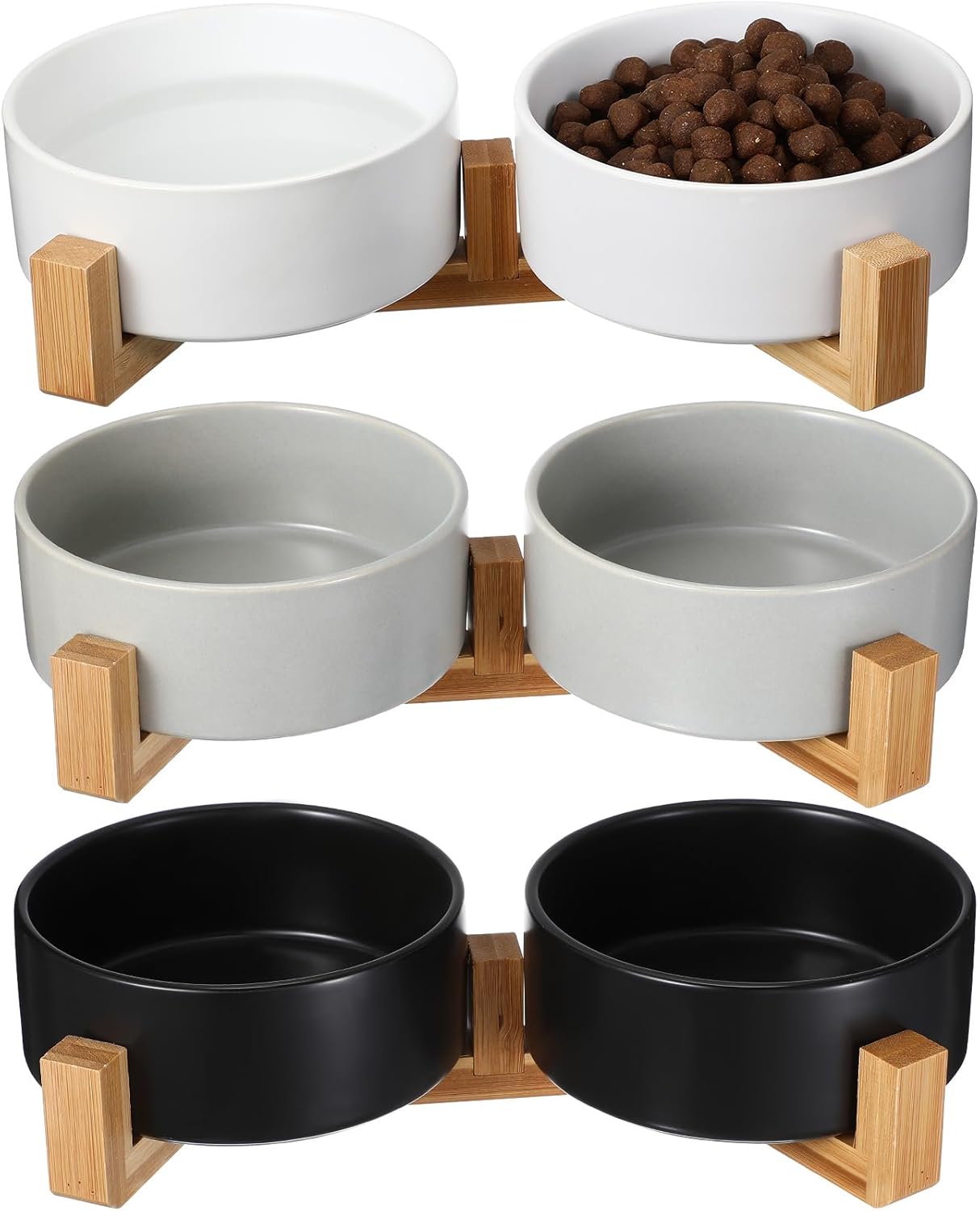 3 Sets Ceramic Dog Cat Bowls Raised Dog Food Bowls with