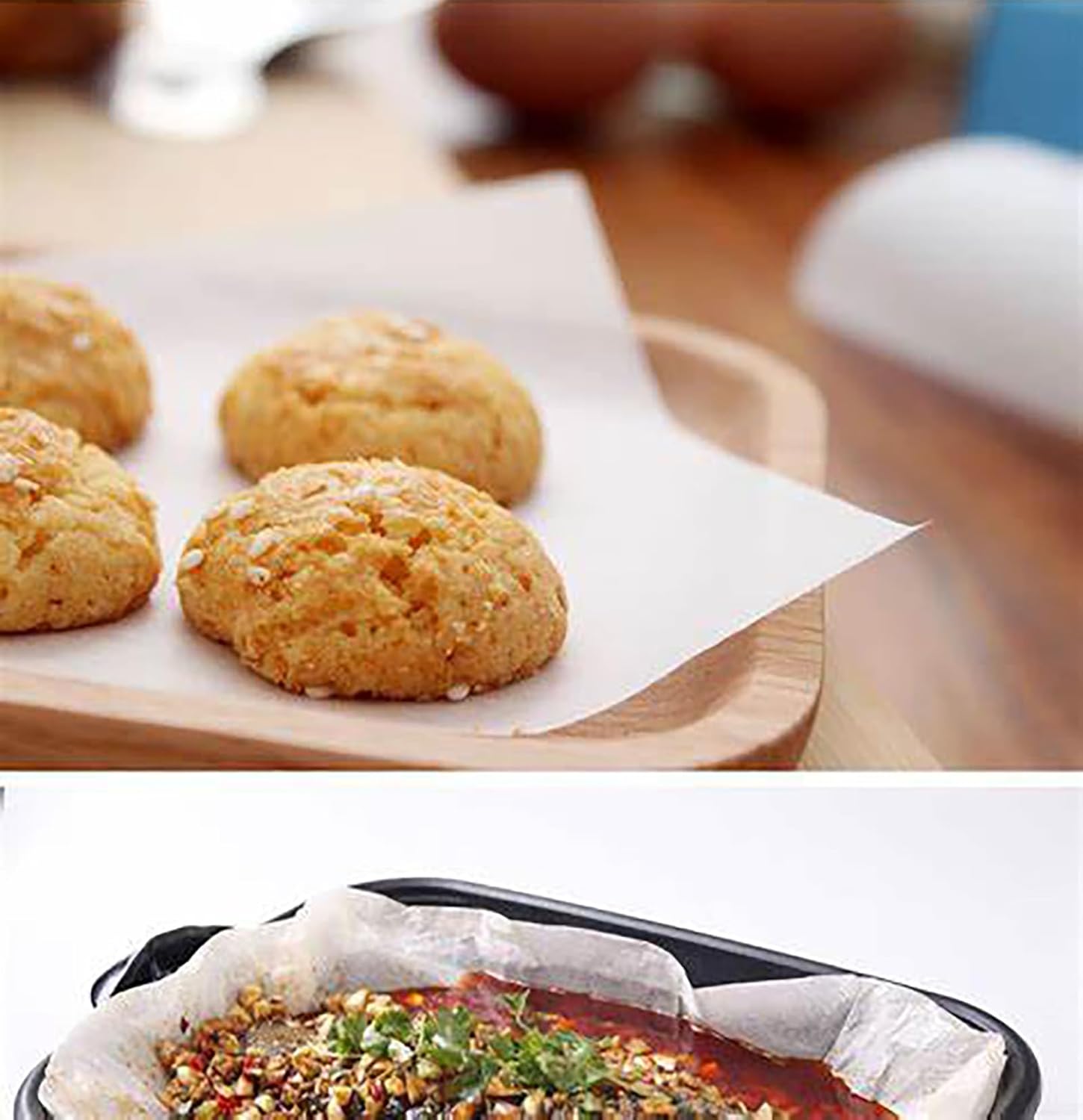 White Parchment Paper Sheets for Baking, Precut Nonstick Baking Paper Squares for Toaster Oven Trays 200 Count Parchment Paper Liners (8 x 8 Inches) - Image 5