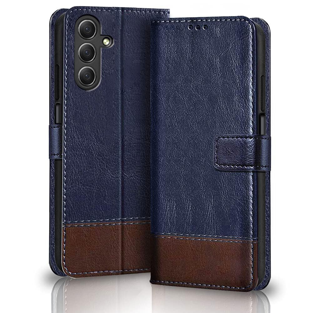 TheGiftKart Flip Back Cover Case for Samsung Galaxy M15 / F15 / M15 5G Prime Edition | Dual-Color Leather Finish | Inbuilt Stand & Pockets | Wallet Style Flip Back Cover (Faux Leather, Blue & Brown) (B0CZTYK4D7) Amazon Price History, Amazon Price Tracker