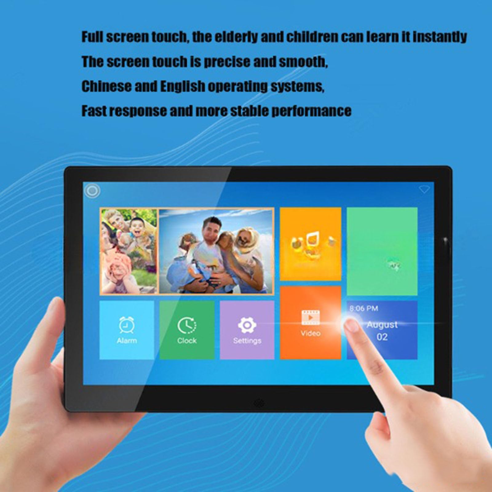 Cadre Photo numérique, Cadre Photo numérique Wi-FI 15,6 Pouces avec écran Tactile IPS 1920 x 1080, partagez des Photos ou des vidéos Via l'application Frameo