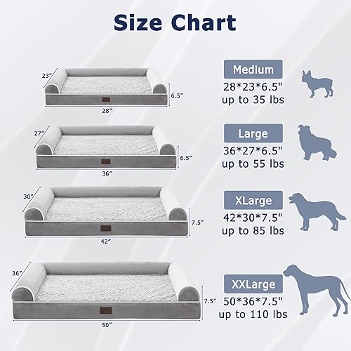 Miniatura 5 de WESTERN HOME Cama grande para perro, camas ortopédicas para perros con forro impermeable, sofá XL para mascotas con funda extraíble lavable y parte
