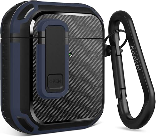Koaichi Funda para AirPods de 21 generación, carcasa protectora ultra rígida de cuerpo completo con bloqueo, potente protección contra caídas, funda