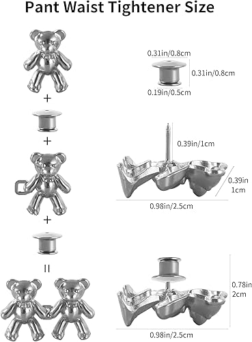 Miniatura 2 de Tensor de cintura para pantalones, tensor de botones para pantalones, ajuste de pantalones para cintura, bonitos botones de oso para jeans sueltos,