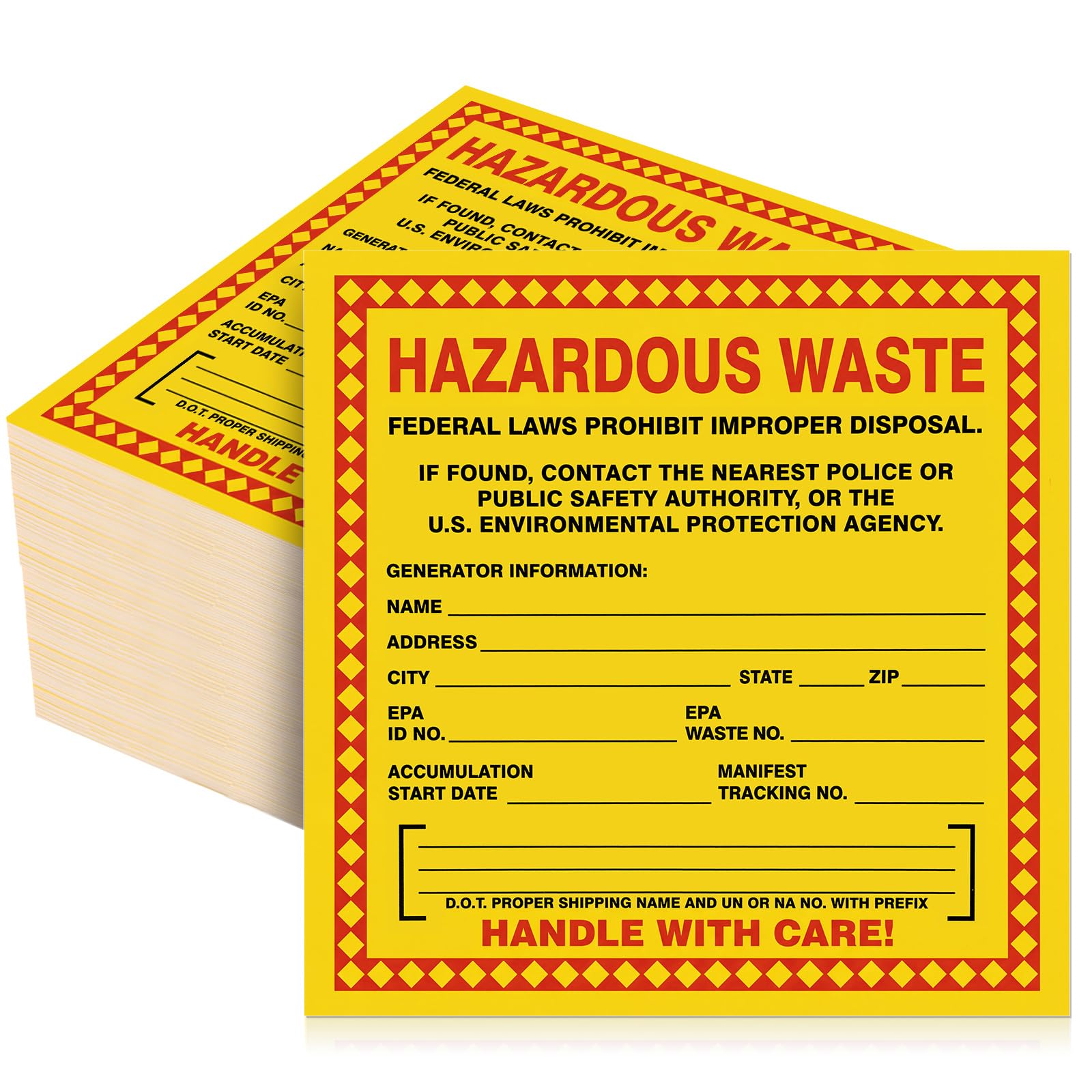 Maitys 100 Pcs Hazardous Waste Labels Bulk, 6" x 6"