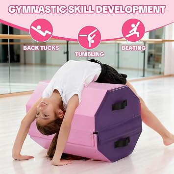 BALAPET Detachable Gymnastics Octagon Mat, 19x23 Tumbler Octagon Mat with Carrying Handles, Multifunctional Somersault Backbend Tumbling Trainer for Home Gym Exercise Preschool Kids Cheerleading