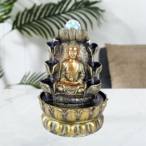 Miniatura 5 de Fuentes de decoración para interiores de escritorio, estatua de Buda de interior, fuente de agua, escritorio de oficina, cascada de la suerte,