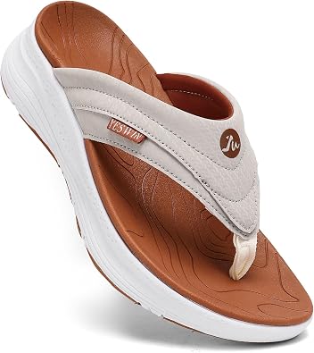 Womens Orthotic Platform Flip Flop with Arch Support Ladies Comfortable Recovery Walking Thong Sandals Slip On Indoor Outdoor for Summer Beach