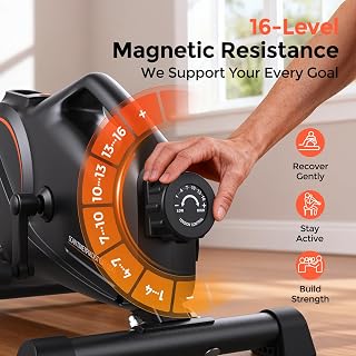 YOSUDA Under Desk Pedal Exerciser: 16-Level Magnetic Mini Bike for Quiet Home Office Workouts