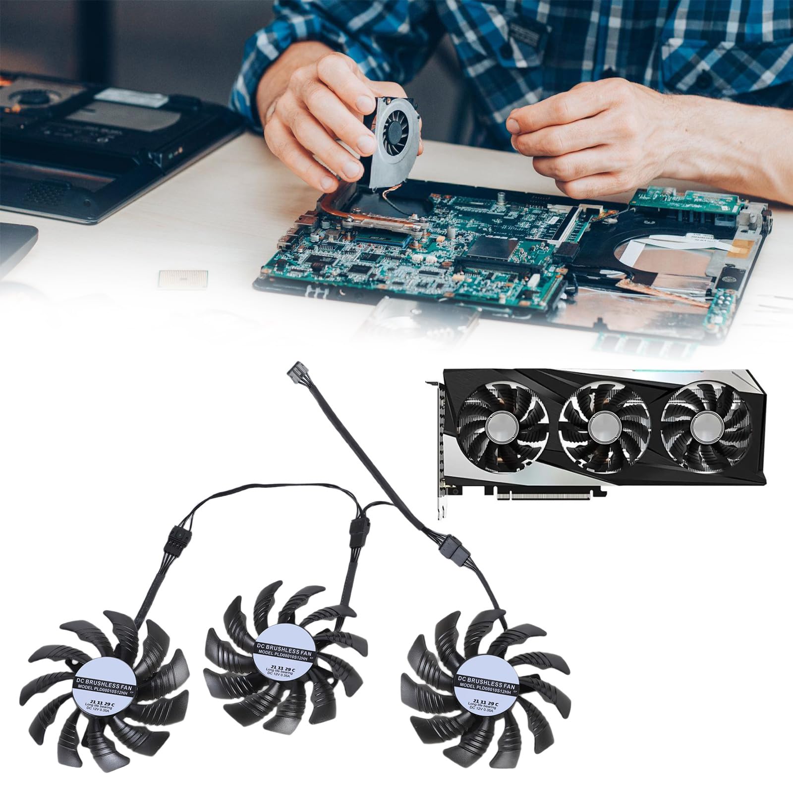 Graphics Card Cooling Fan 78MM PLD08010S12HH For RTX3050 3060 GAMING Enhances Gaming And Efficient Heat Dissipation