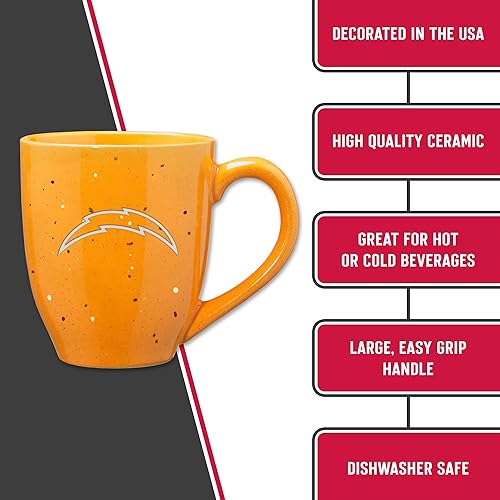 Miniatura 178 de Rico Industries, NFL Football - Taza de café de 16 oz de cerámica moteada, grabada con láser y de color de los equipos de fútbol americano de la NFL