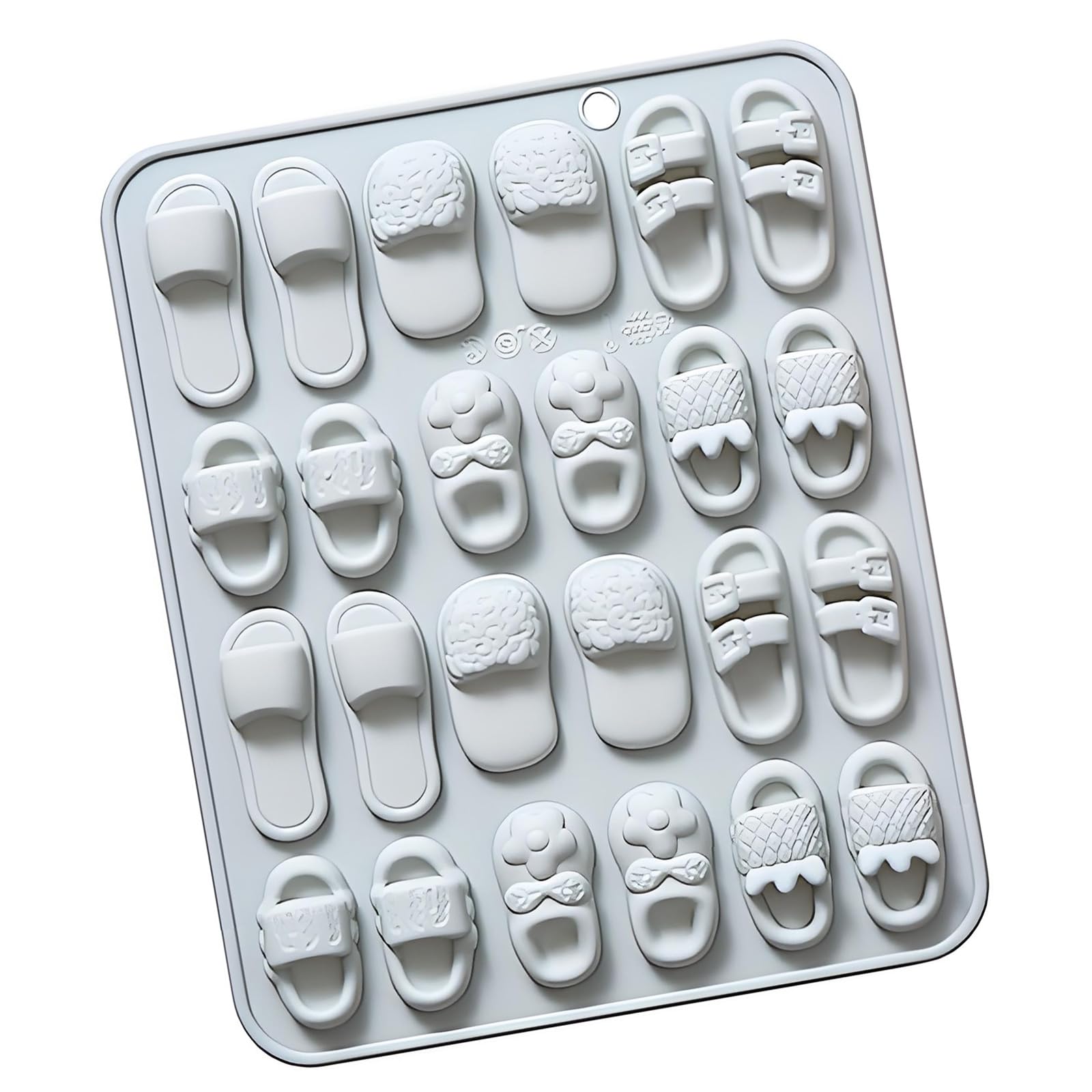 HZBB 24 Cavities Silicone for Craft with 6 Different Slipper Shape for Clay Soap and Chocolate Making Elastomer