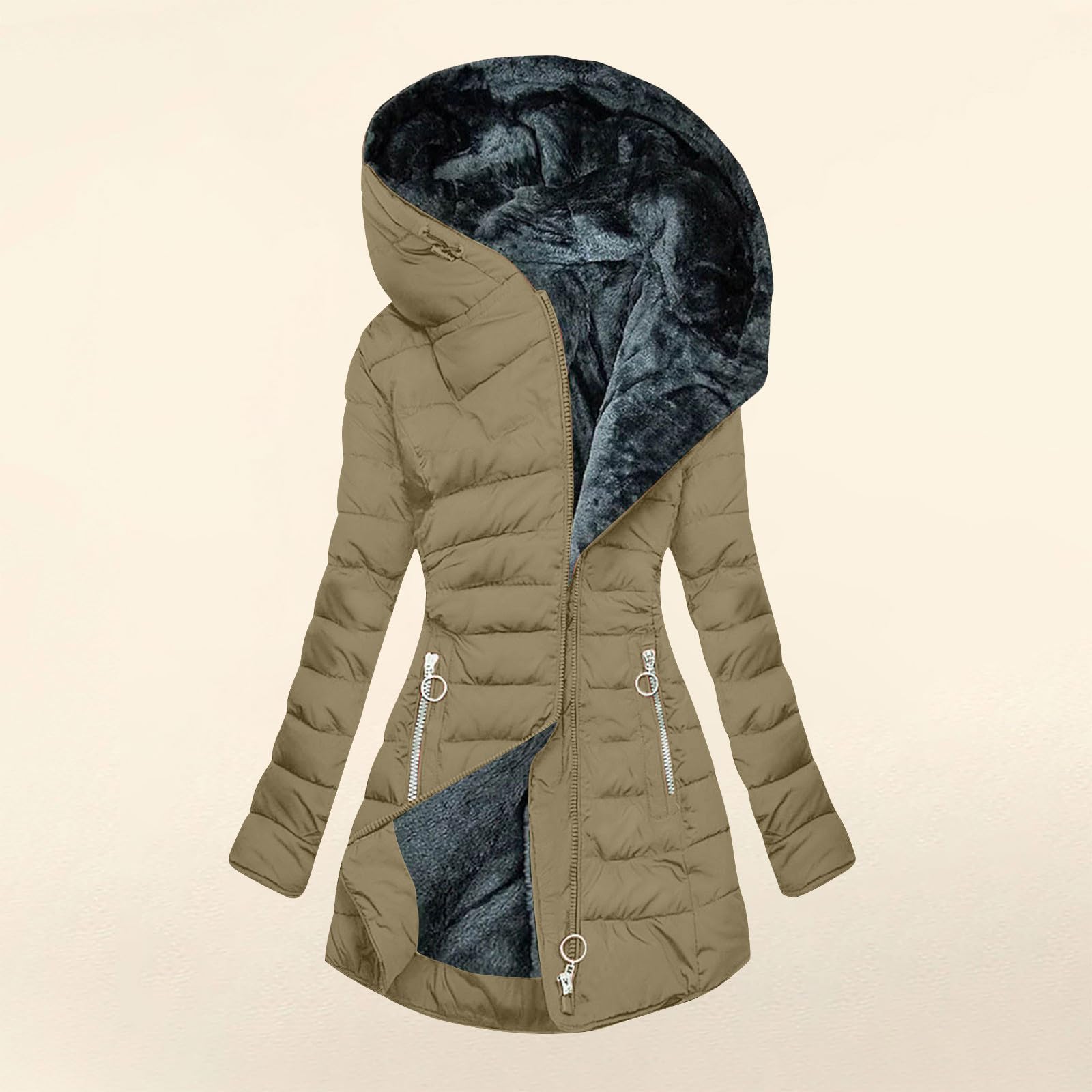 Generico Piumino 100 Grammi Donna Piumino Lungo con Cappuccio Ripiegabile Piumini Elegante Giacca Ripiegabile Donna Giacconi Invernale Cappotto Piumini Ultraleggero Giacconi Per le Vacanze Comodo