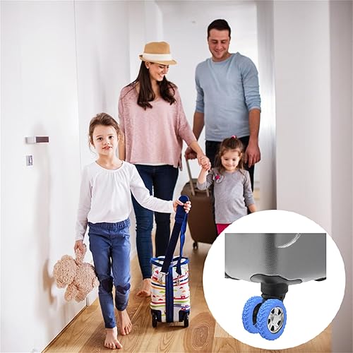 Miniatura 2 de Fundas de rueda de equipaje, fundas de silicona para ruedas, 8 piezas de cubierta de protección de rueda para compartimento de equipaje, Azul
