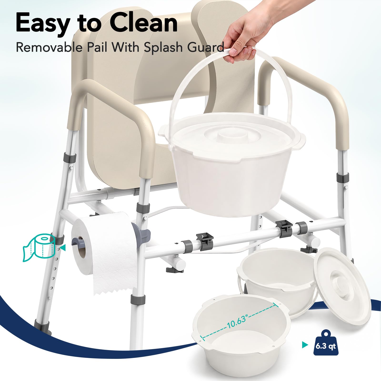 Portable Bedside Commode for Seniors & Adults -4